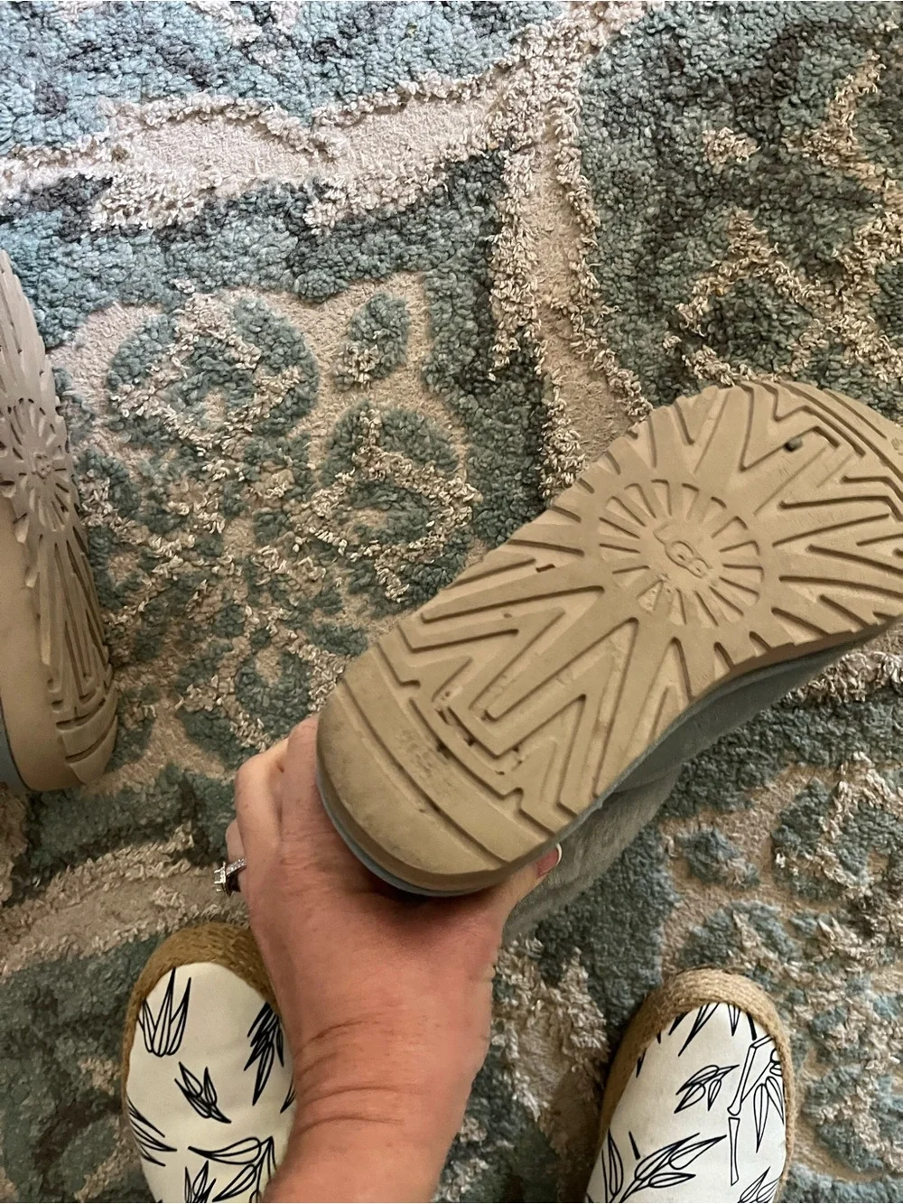 UGG Light Gray Short Shearling Boots